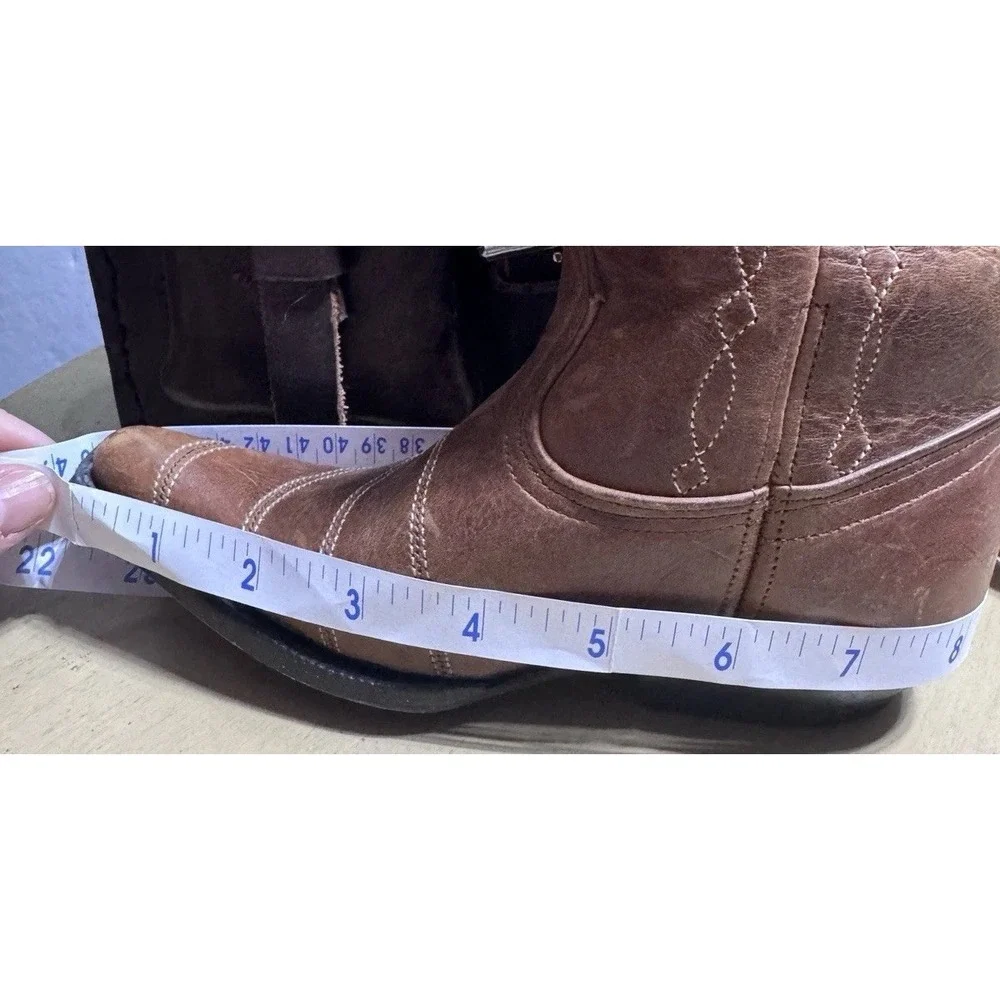 Kids Brown‎ Leather Cowboy Boots No Size On The Boot